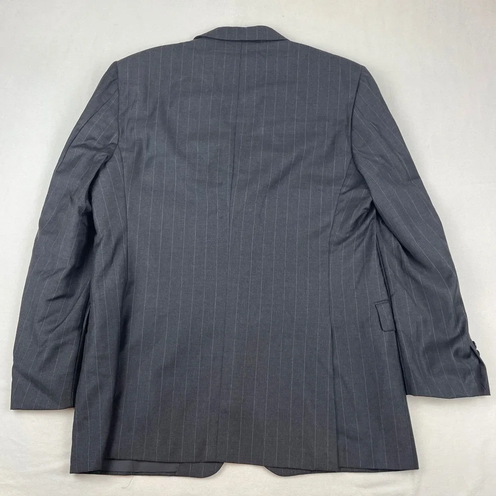 Hickey Freeman Loro Piana Tasmanian Super 120 Pinstripe Blazer 43R Charcoal Grey